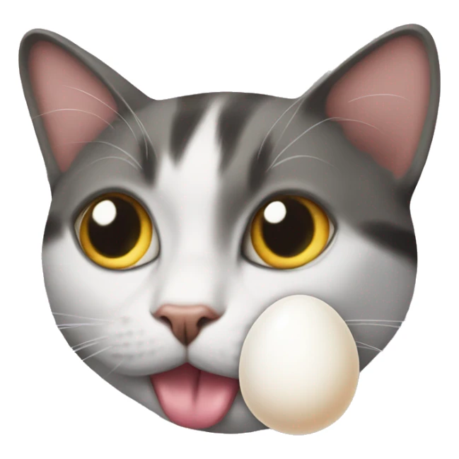 A cat with an egg in its mouth sticker