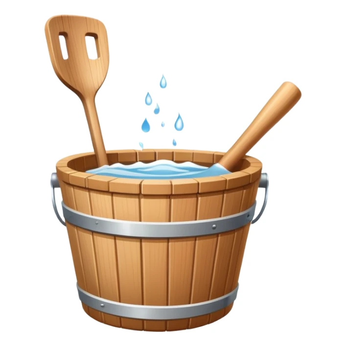 Sauna wooden bucket and ladle sticker