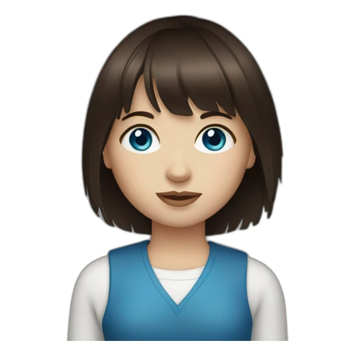 Dark brown hair fringe girl with blue eyes sticker