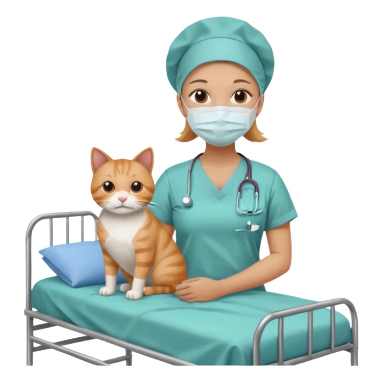 scrub nurse with cats and operation  beds sticker