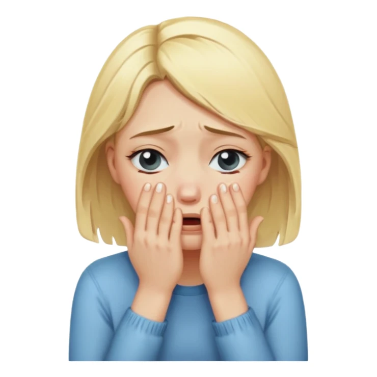 Blonde girl crying with hands covering face sticker