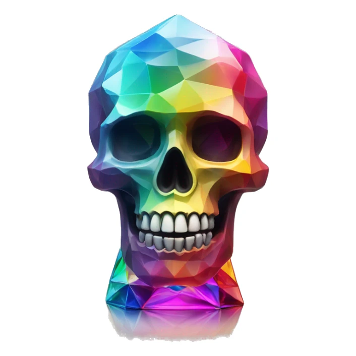 symbolic skull sculpture symbolizing chromatic light with a geometric, faceted design. The bottle is standing upright with angular and baroque features. The vibrant rainbow of colors highlights the sharp edges and planes.  sticker