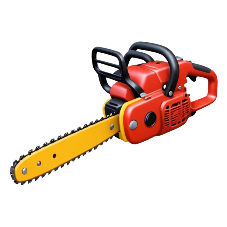 red and yellow Chainsaw, cartoon horror emoji, no background sticker