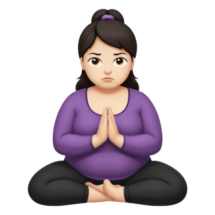 Sad fat girl doing crow pose dark hair sticker
