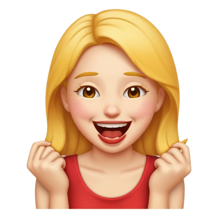 girl emoji choking herself ehile laughing sticker