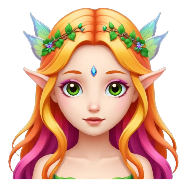 Beautiful fairy, colorful, long hair sticker