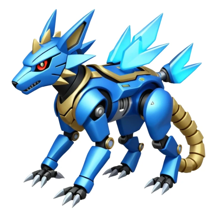 Mechanical Zeraora-Vernid-Primagen-Protogen-Fakémon-Pokémon-creature-fusion (full body) sticker
