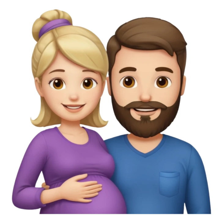 Una mujer embarazada y un hombre con barba  sticker