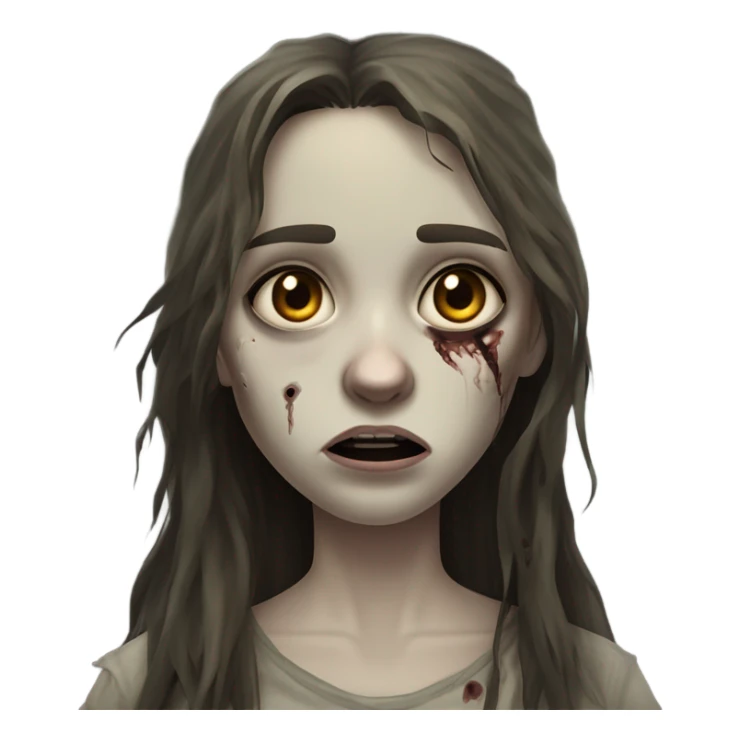 Make a zombie girl with brunette hair  sticker
