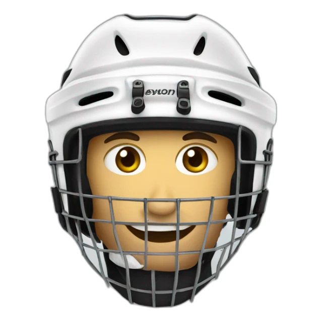 Hockey player with helmet sticker