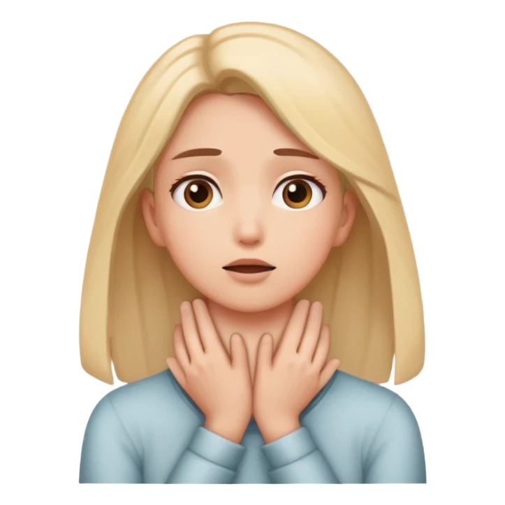 person holding hands on neck and eyes looking up sticker