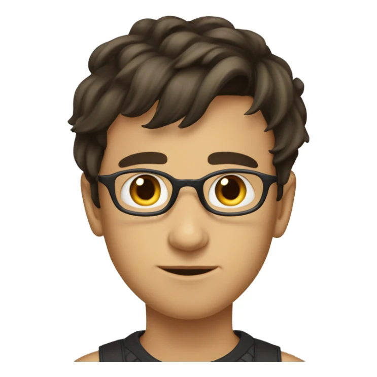 Brunette boy giving side eye with curtain bangs on both sides  sticker