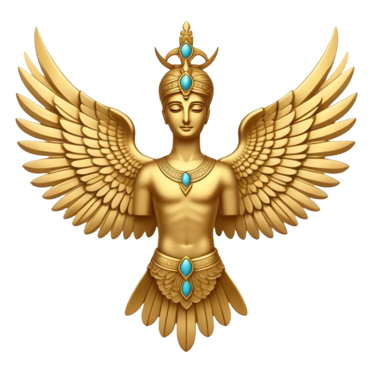 Ancient Persian Faravahar symbol with wings and human figure sticker