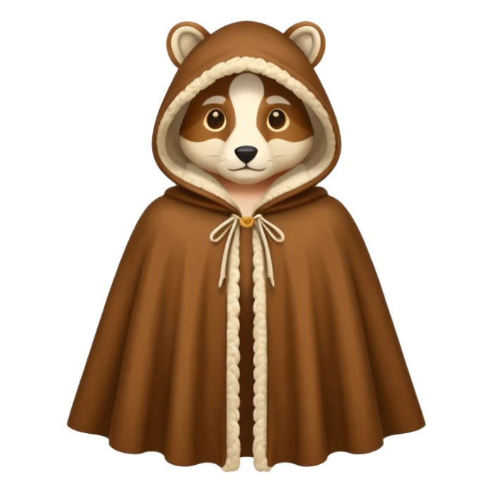 A hooded animal-skin cape lined with warm wool.










 sticker