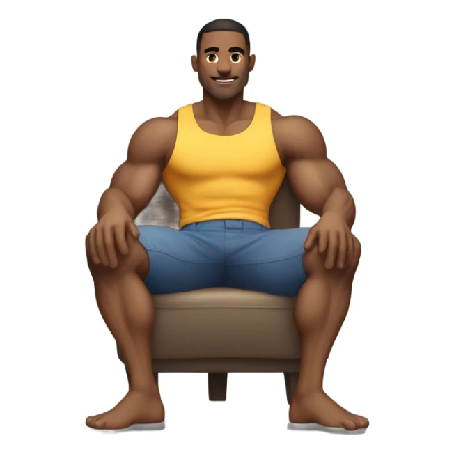 muscular male relaxing indoors sticker