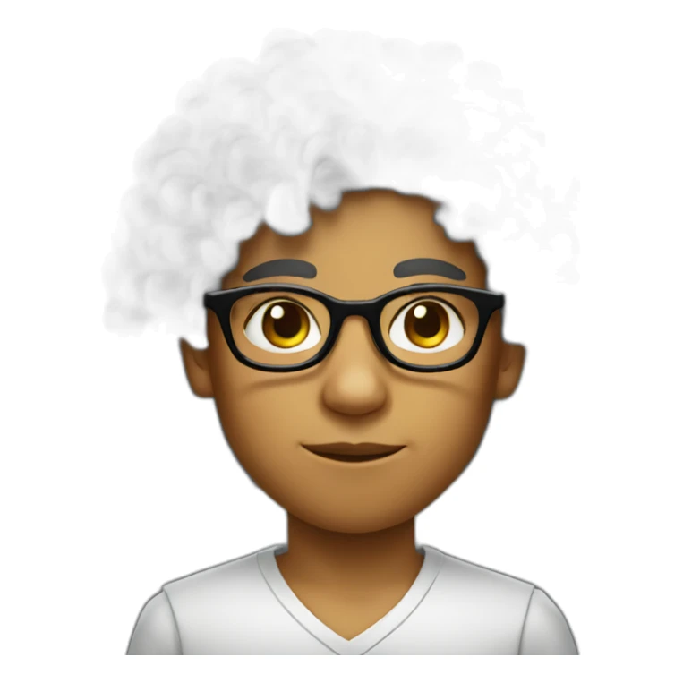 egyptian kid with frizzy hair and glasses sticker