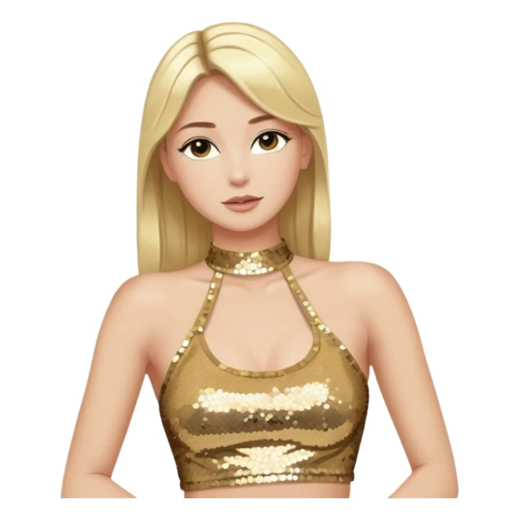 halter neck tank top cropped with gold and silver sequins sticker