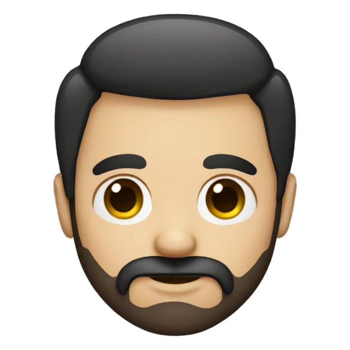 long face man brown beard black hair sticker