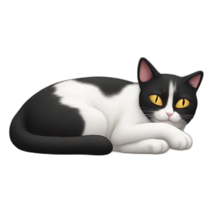 Totally white cat sleeping near by totally black cat sticker