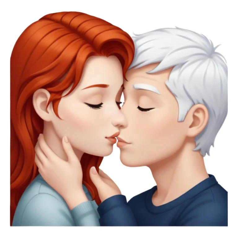 redhead girl kissing white-haired boy sticker