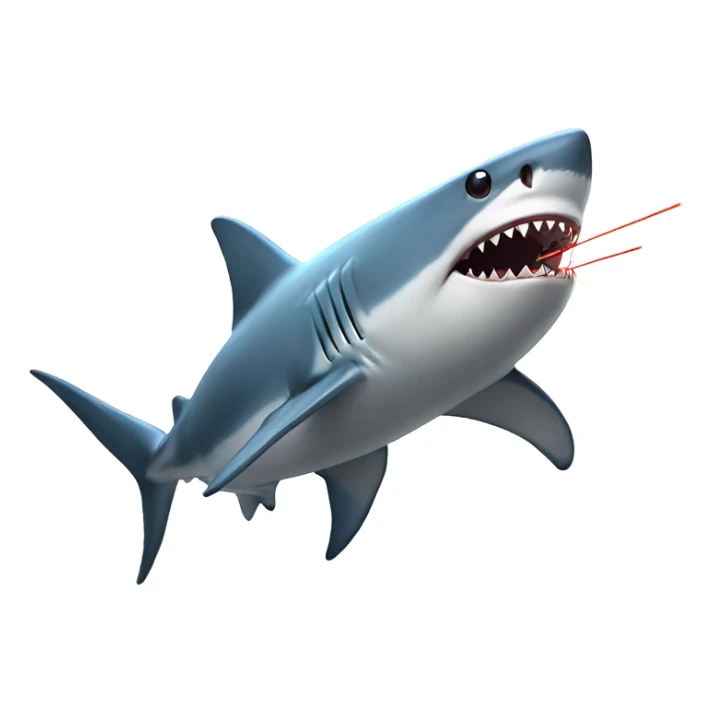 Shark with laser beams shooting out of its eyes sticker