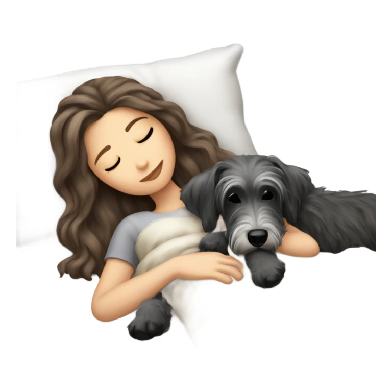 White girl brown long hair sleeping with a zvergschnauzer  sticker