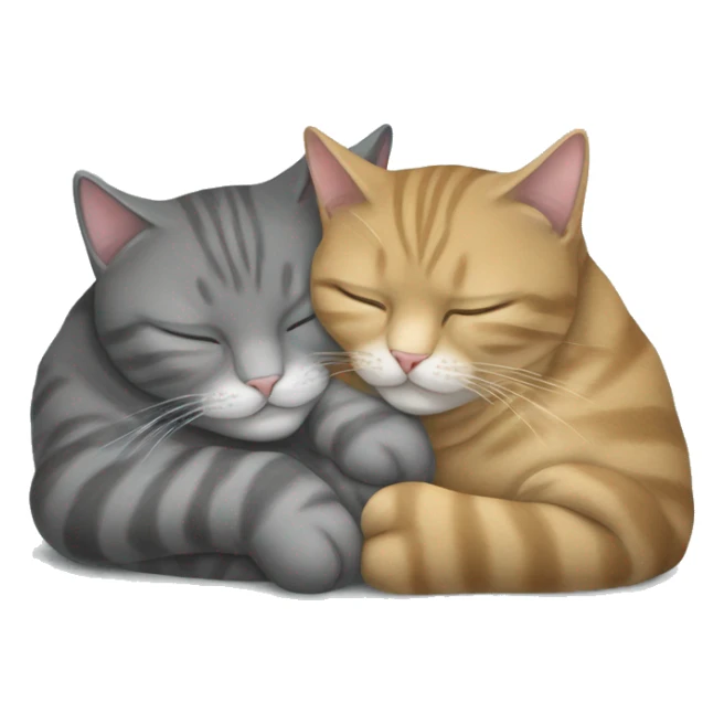 two British cats are sleeping in an embrace. one is grey, the other is golden sticker