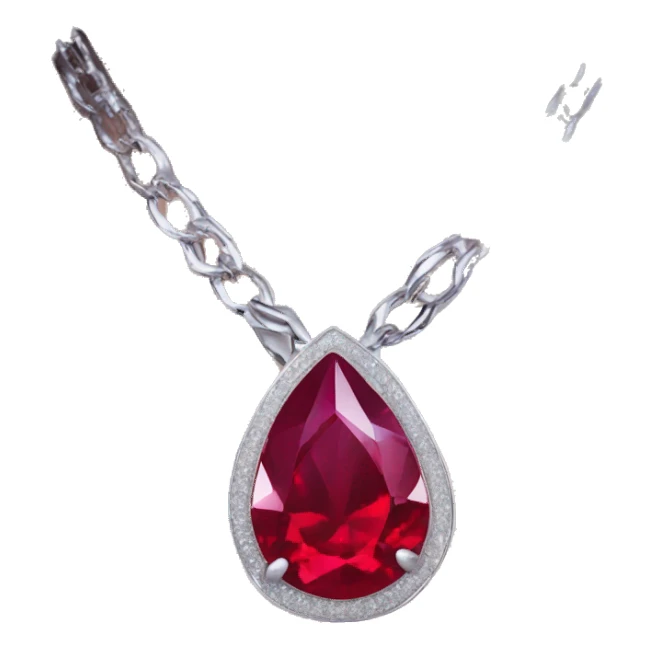 big ruby on a necklace tear closeup chain laid big emoji necklace moving silver chain  sticker