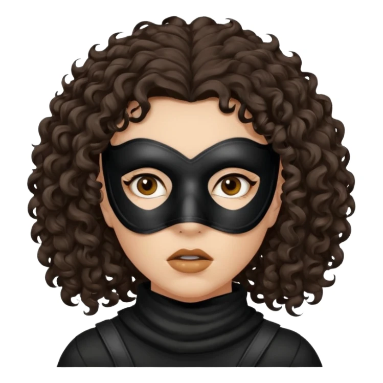 woman with robber mask concerned dark curly hair sticker