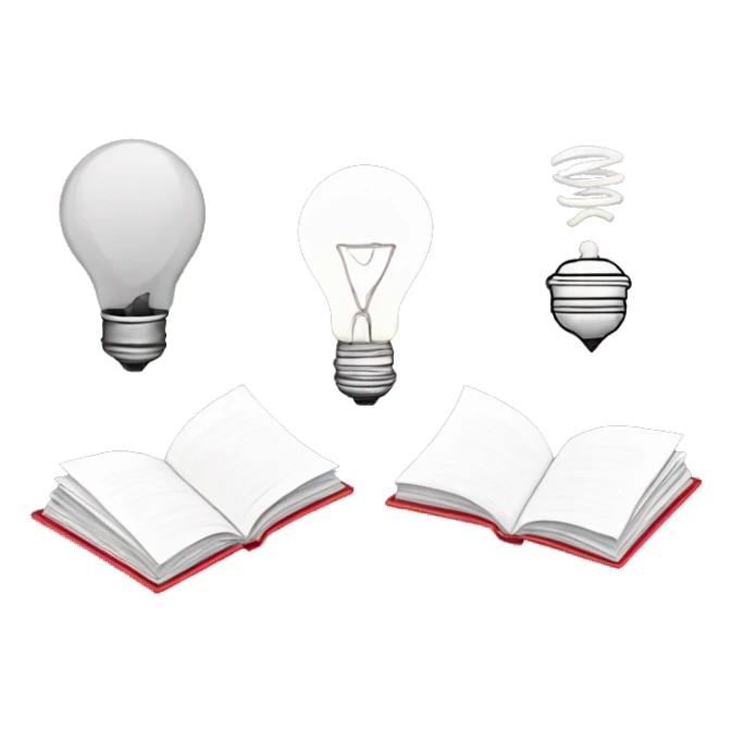 Outline emoji: book, light bulb or diploma, minimalism sticker