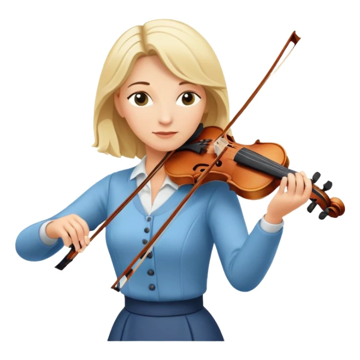 Full body of middle-aged blonde woman playing violin, standing position sticker