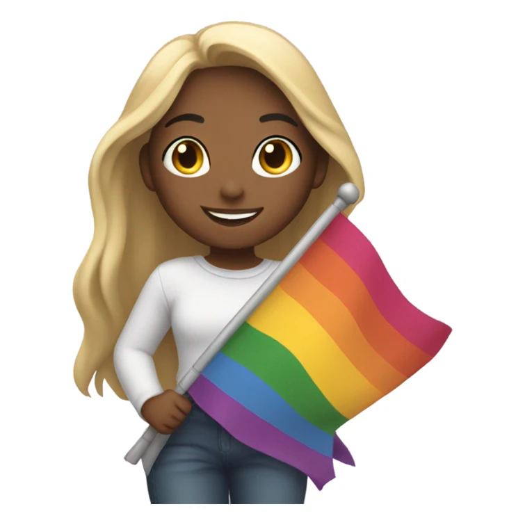 girl holding lesbian flag and smiling sticker