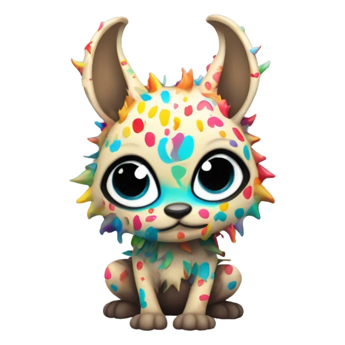 an edgy cute kawaii vernid-fionbri with colorful splash patterns full body sticker