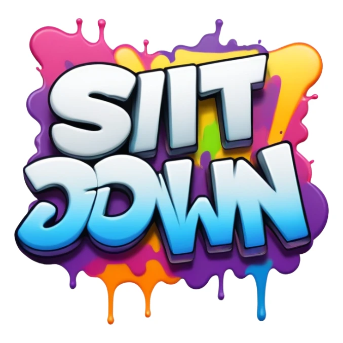 graffiti of the words sit down  sticker