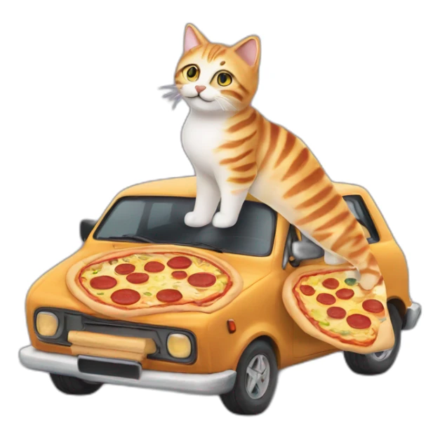 Une pizza sur un chat sur une voiture sticker