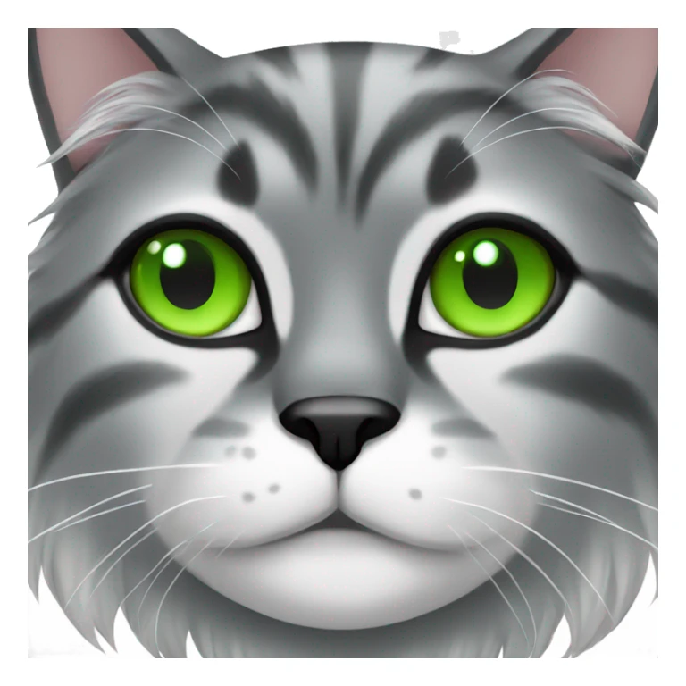 Black and White long hair cat with green eyes  sticker