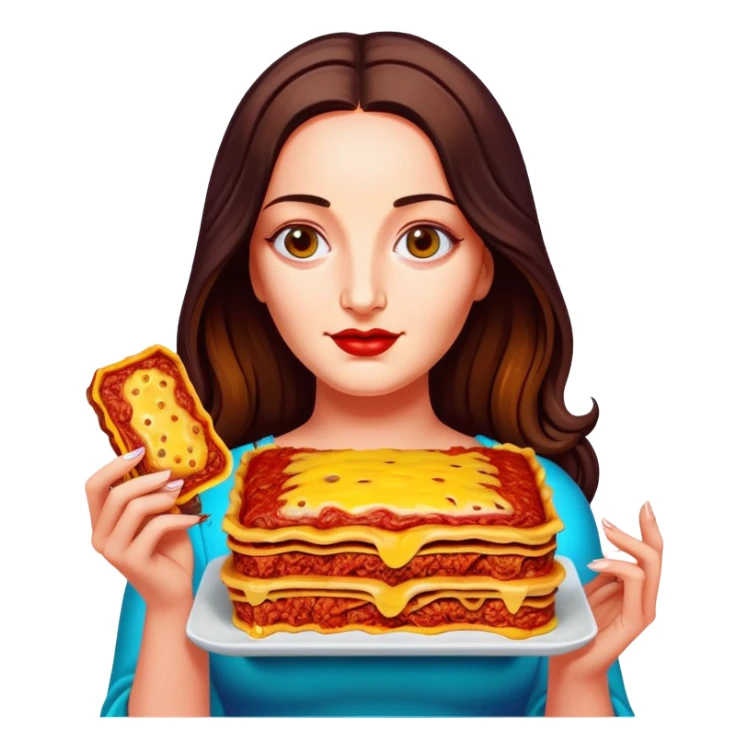 pop art neon Monalisa holding Melted spam meat lasagna sticker