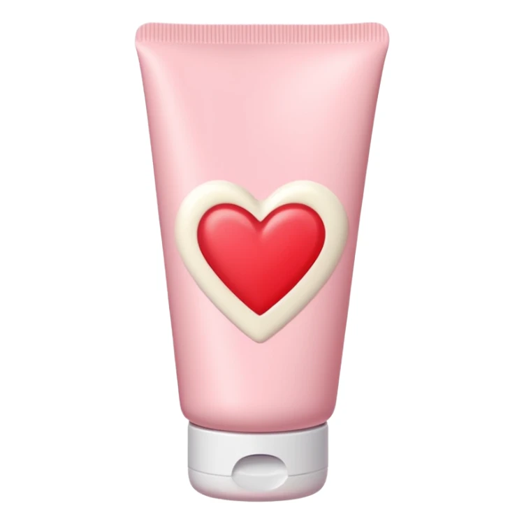 A pastel pink cream lotion tube with a red heart label on it sticker