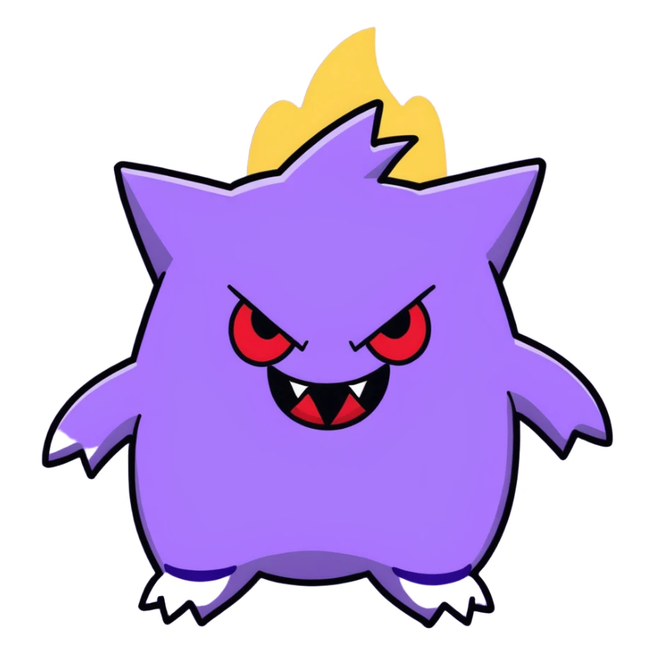 Gengar, the purple ghost Pokemon with red eyes and a mischievous grin sticker