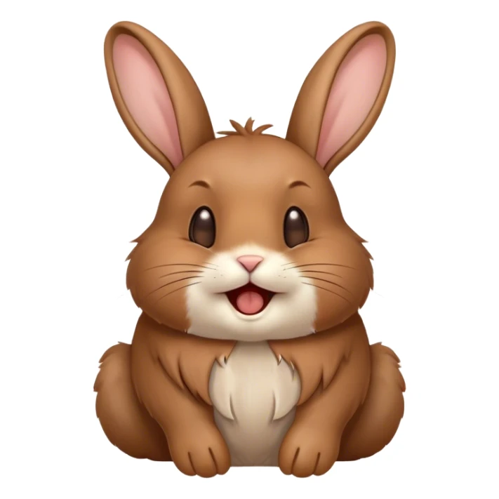Cinematic Cute Yawning Brown Rabbit Portrait Emoji, Head tilted slightly with a dramatic, wide-open yawn, showcasing a smooth, rich brown fur with floppy ears, round brown eyes barely open in drowsy contentment, Simplified yet irresistibly adorable features, highly detailed, glowing with a soft, cozy glow, high shine, relaxed yet expressive, stylized with a touch of whimsy, bright and endearing, soft glowing outline, capturing the essence of a sleepy yet affectionate bunny, so drowsy it feels like it could stretch out of the screen and curl up for a nap! sticker