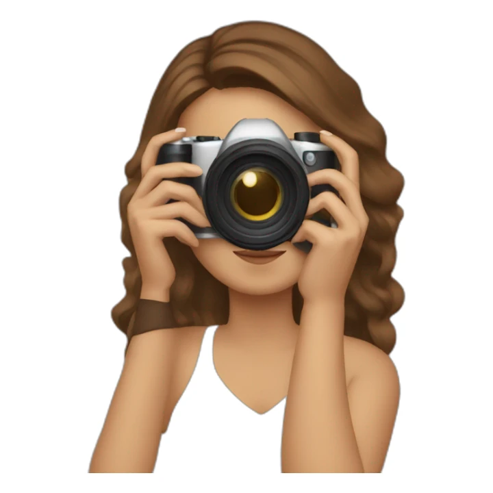 Woman taking photography with brown hair sticker