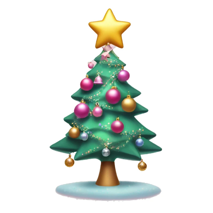 a pink Christmas tree with cute decorations and a sparkling star on top  sticker