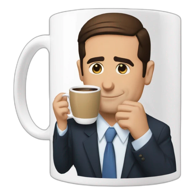 michael scott drinking coffe in a "world best boss" mug sticker