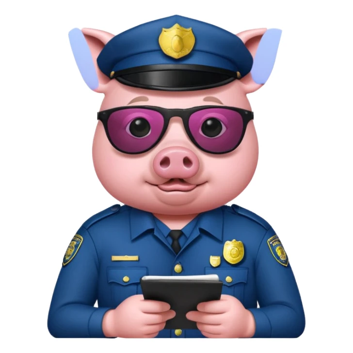 pig Police writing ticket with sunglasses on sticker
