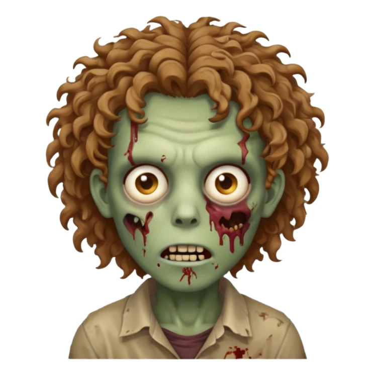 um zombie com cabelo cacheado meio castanho bagunçado  sticker