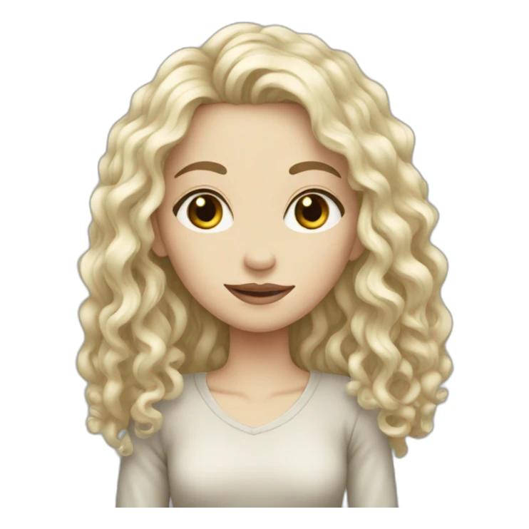 Very Thin pale woman very long black hair curly  sticker