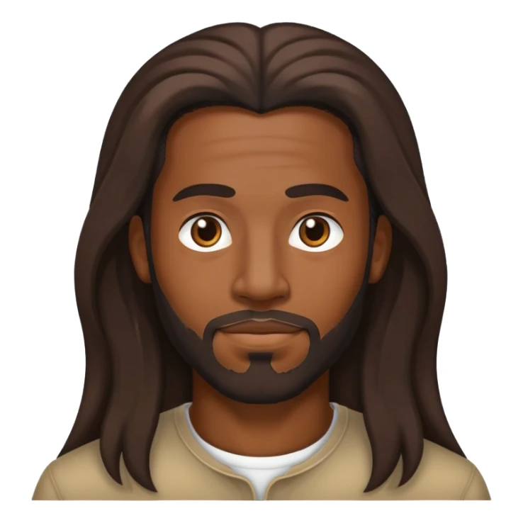 black man with long hair, no beard, no mustache sticker