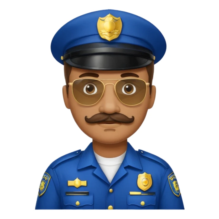 mustache police uniform with sunglasses sticker