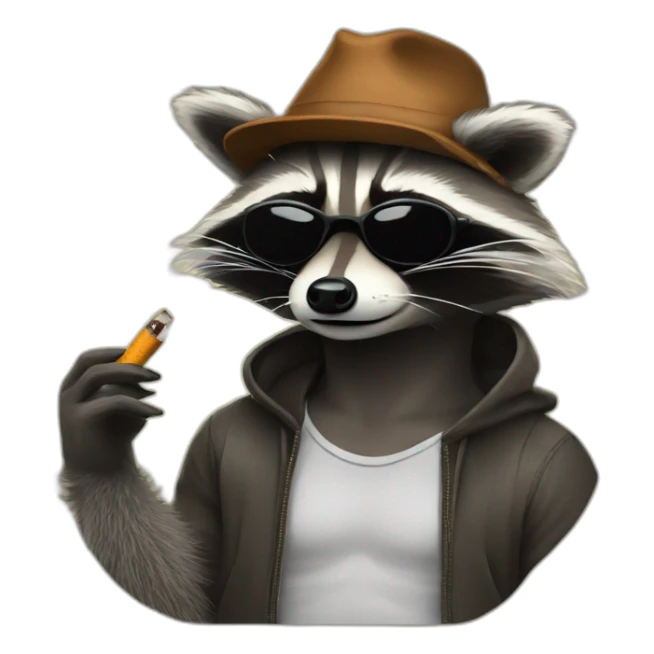 raccoon hoodstyle smoking sticker