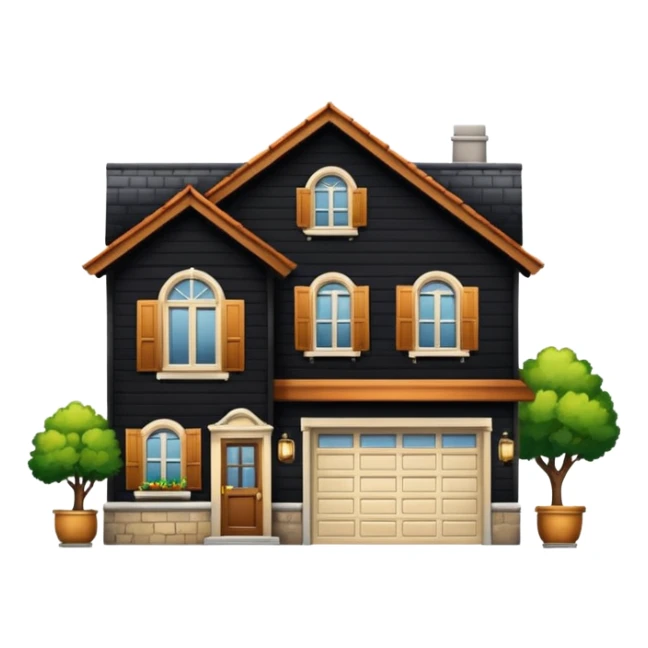 Une vieille maison avec son garage et des meubles dedans  sticker